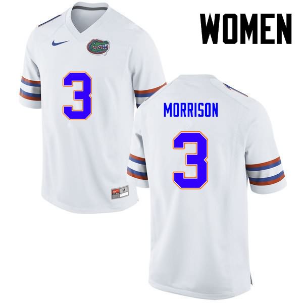 Women's NCAA Florida Gators Antonio Morrison #3 Stitched Authentic Nike White College Football Jersey MTJ4865GJ